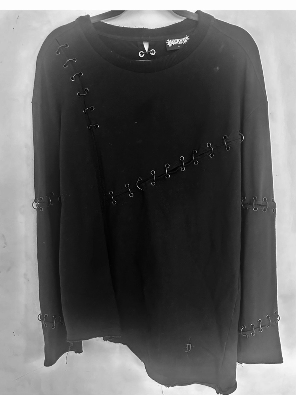 Black Distressed Crewneck Sweater